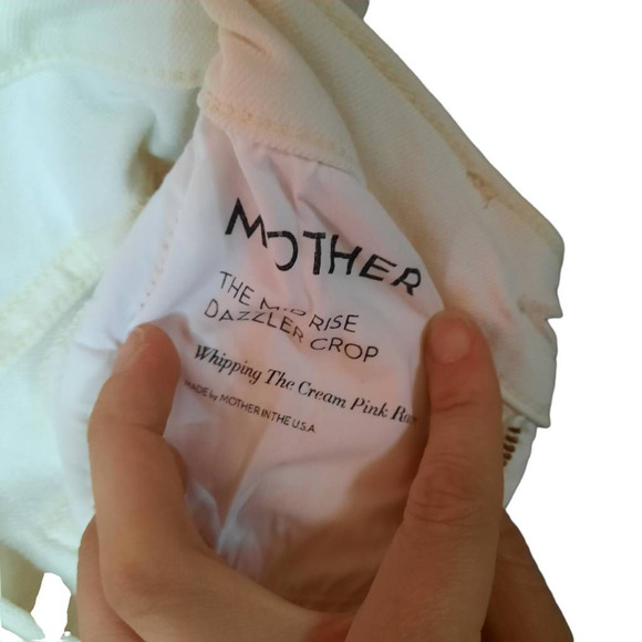 Mother Womens Dazzler Cropped 23 Jeans White Red Stretch Mid Rise Pockets Denim - Picture 7 of 12